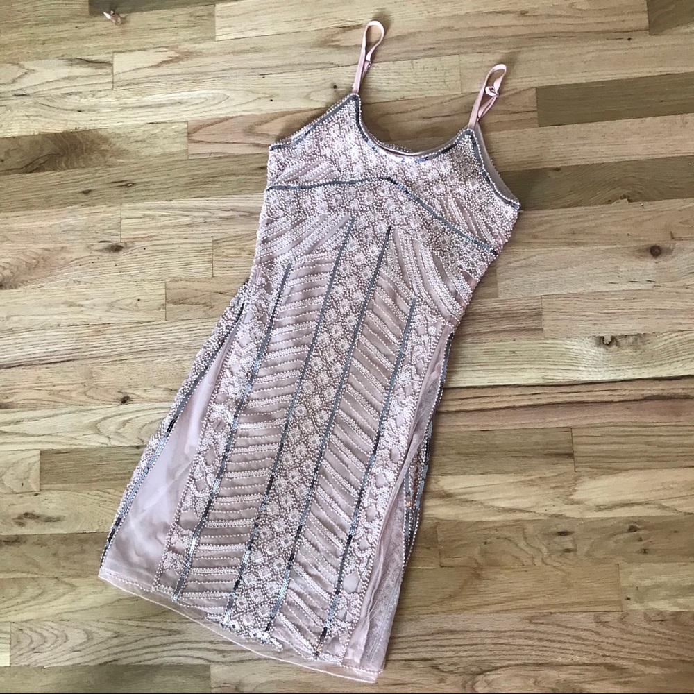 Light Pink Beaded Cocktail Dress